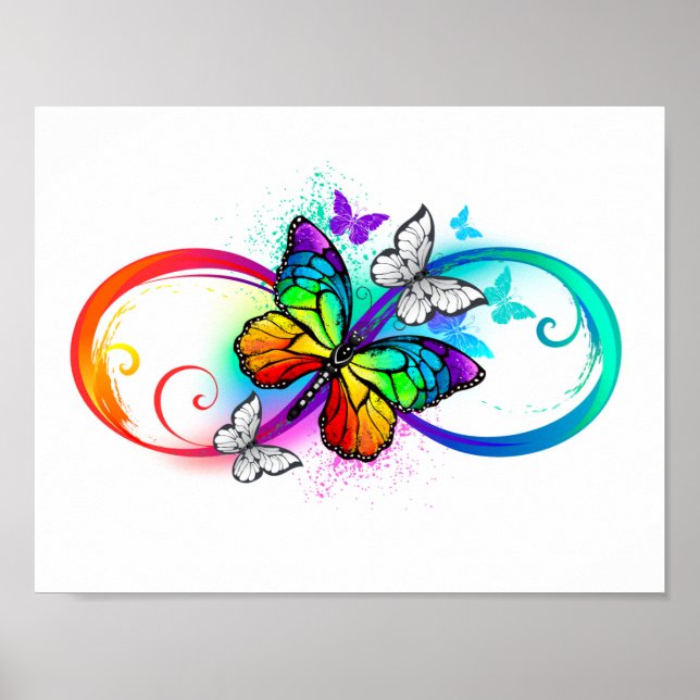 Poster Bright infinity with rainbow butterfly (Devant)