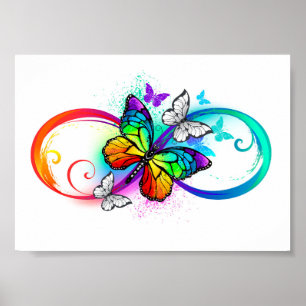 Poster Bright infinity with rainbow butterfly