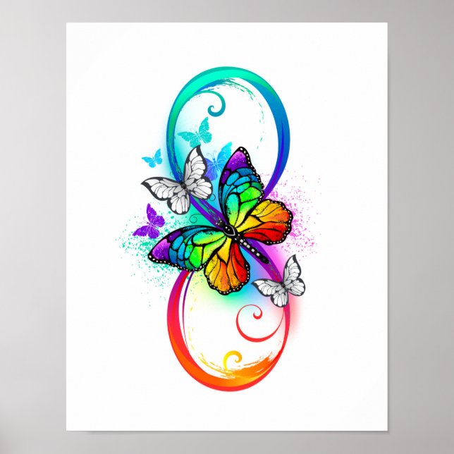 Poster Bright infinity with rainbow butterfly (Devant)