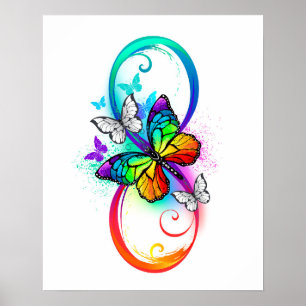 Poster Bright infinity with rainbow butterfly
