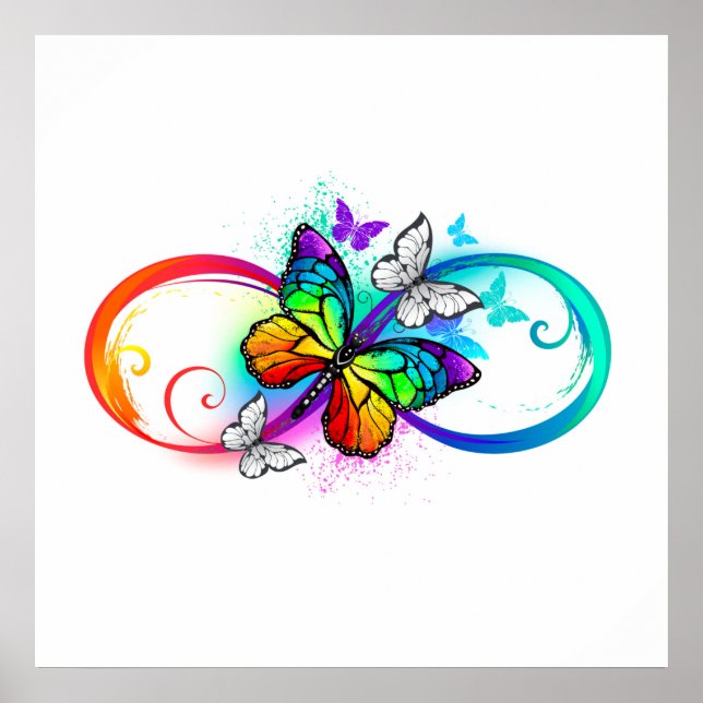 Poster Bright infinity with rainbow butterfly (Devant)