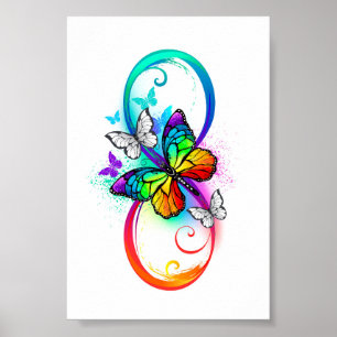 Poster Bright infinity with rainbow butterfly