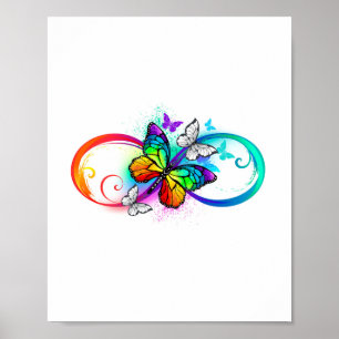 Poster Bright infinity with rainbow butterfly