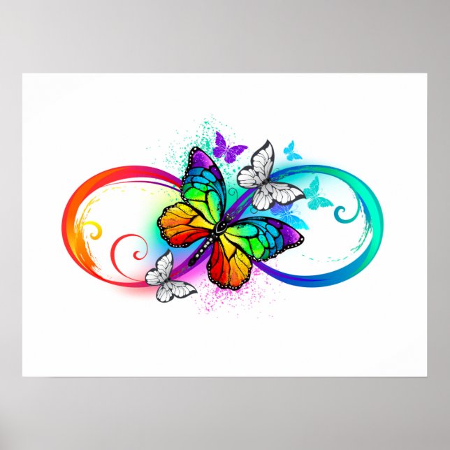 Poster Bright infinity with rainbow butterfly (Devant)