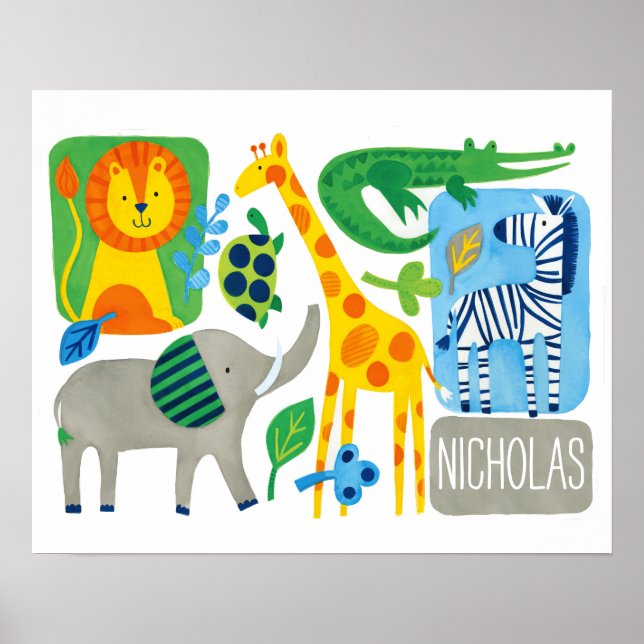 Poster Bright Jungle Kids Customizable Wall Art print (Devant)