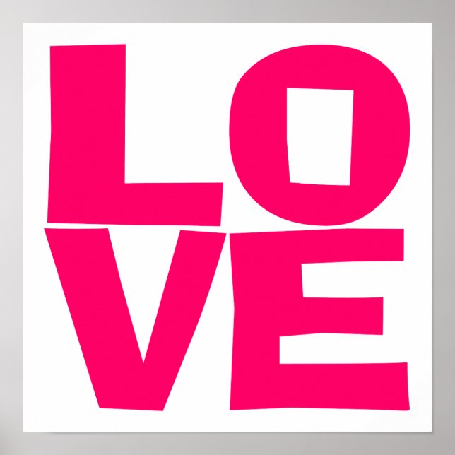 Poster Bright Pink Block Typographie Aimer (Devant)