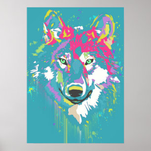 Poster Bright rose turquoise moderne artistique audacieux