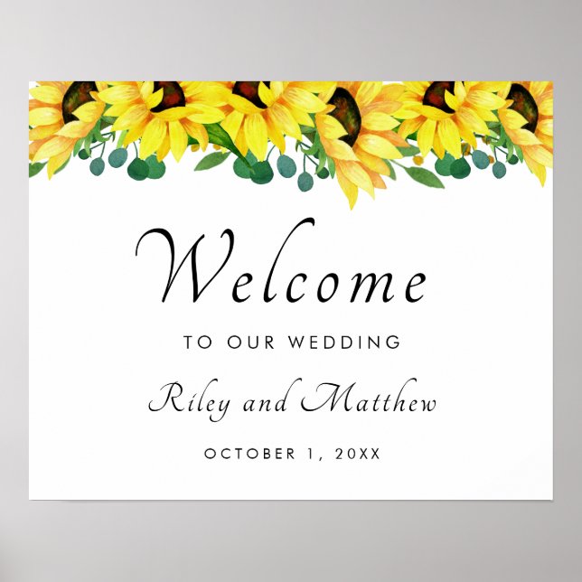 Poster Bright Sunflowers Greenergie Mariage Welcome Poste (Devant)