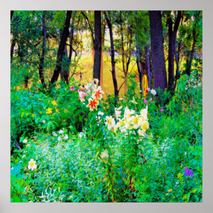 Poster Bright Sunrise with Tree Lilies in My Rubio Garden