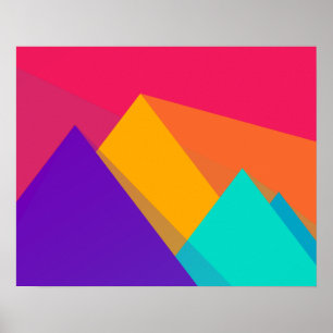 Poster Brightly Colored Geometric Triangles and Pyramids