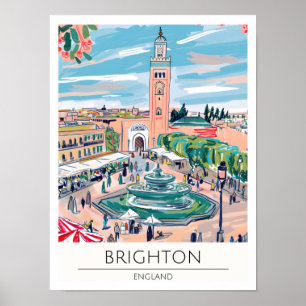 Poster Brighton Angleterre Illustration d'art vintage Voy