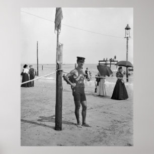 Poster Brighton Beach Lifeguard, début 1900