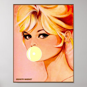 Poster BRIGITE BARDOT Vintage Bulle soufflante Imprimer