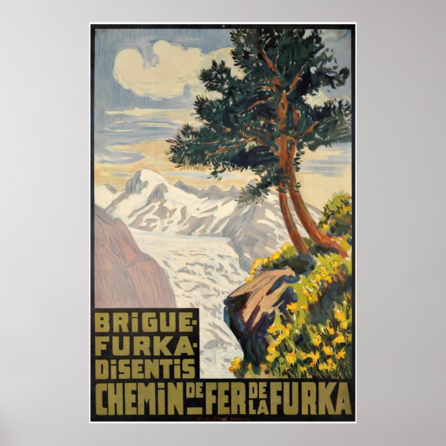 Poster Brigue-Furka-Disentis, Chemin de Fer de la Furka (Devant)