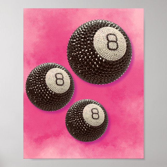 Poster Brillant 8 Ball Glam Design, Amusant Charme Lucky (Devant)