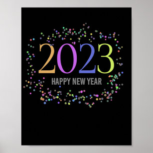 Poster brillant brillant coloré 2023 nouvelle année