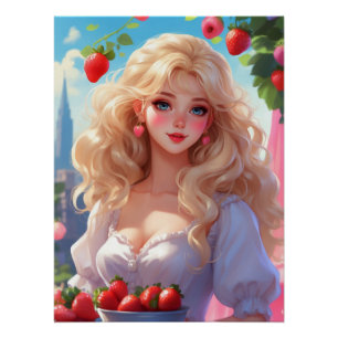 Poster brillant de la princesse de fraise