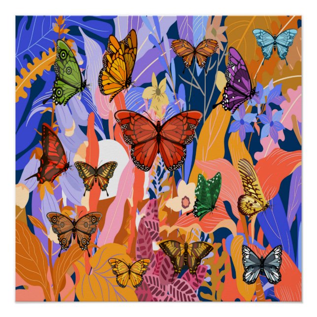 Poster brillant du Jardin des papillons (Devant)