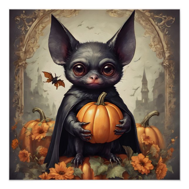 Poster brillant Halloween Bat hb8 (Devant)