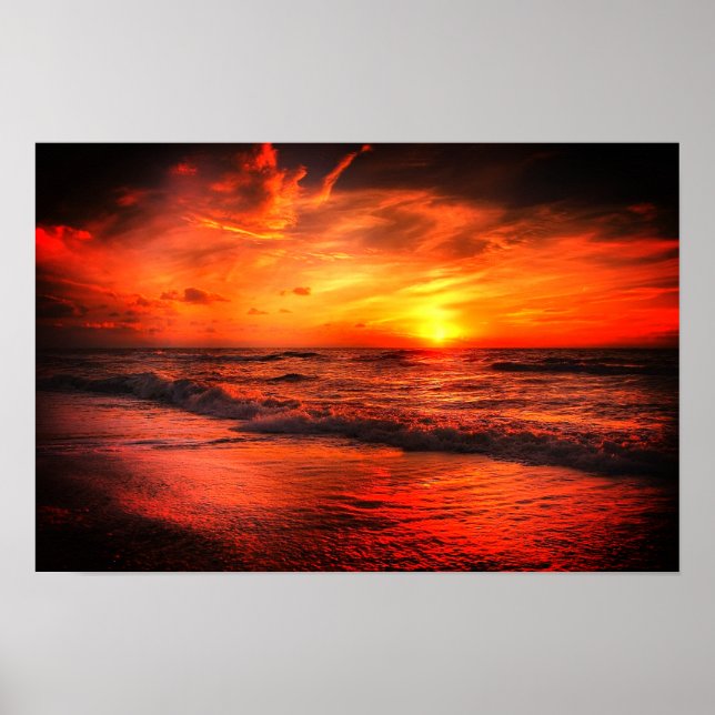 Poster Brillant Sunset Beach Océan (Devant)