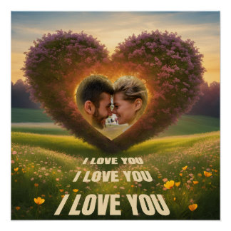 Poster Brin de fleurs en forme de coeur avec photo indivi