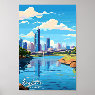 Poster Brisbane Australie Art illustration de voyage vint