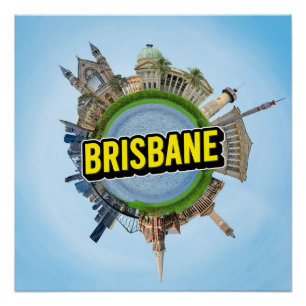 Poster Brisbane minuscule petite planète monument archite