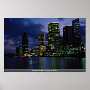 Poster Brisbane skyline at dusk, Australia