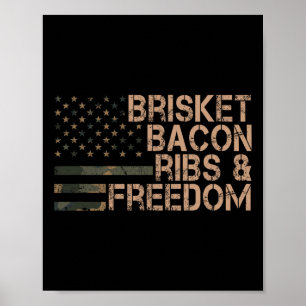 Poster Brisket Bycon Ribs Et Freedom Grill Bbq Funny Mea