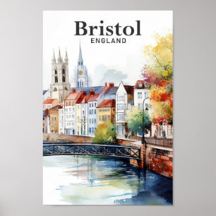 Poster Bristol Angleterre Aquarelle Peinture Voyage