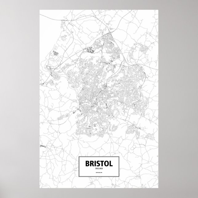 Poster Bristol, Angleterre (noir sur blanc) (Devant)