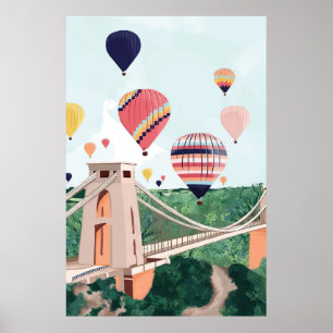 Poster Bristol Art Print, Hot Air Ballotte Wall Art, Clif
