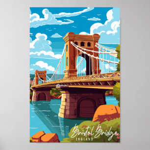 Poster Bristol Bridge Angleterre illustration de voyage v