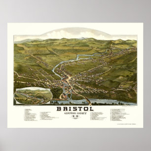 Poster Bristol, carte panoramique de NH - 1884