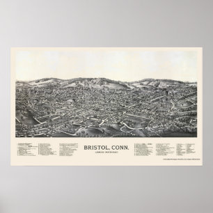 Poster Bristol, CT Carte panoramique - 1889
