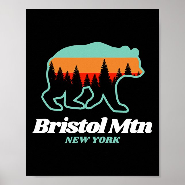Poster Bristol Mountain New York Ski Snowboard Ours (Devant)