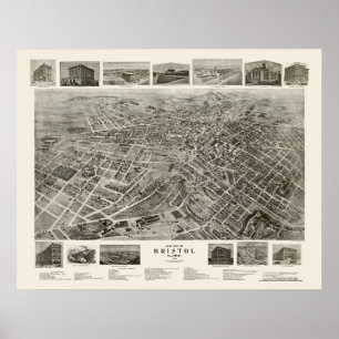 Poster Bristol, TN Carte panoramique - 1912