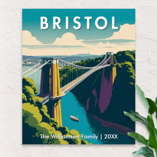 Poster Bristol UK Clifton Suspension Bridge Retro Travel