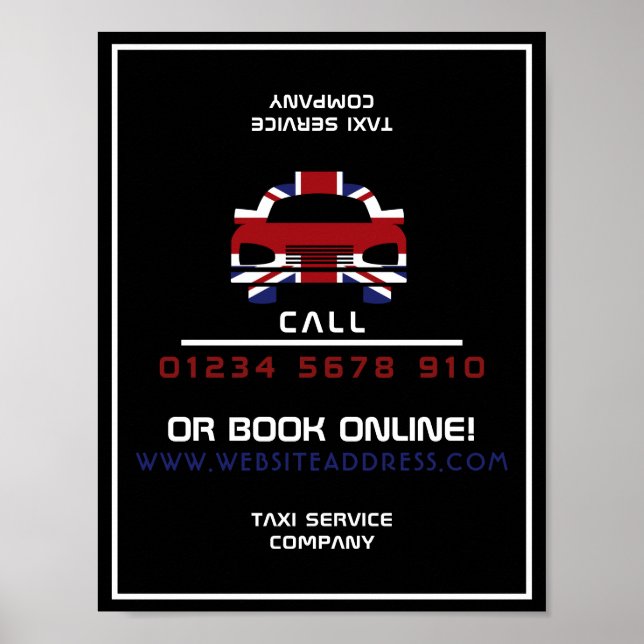 Poster Britanniques Drapeau Taxi Logo de taxi (Devant)