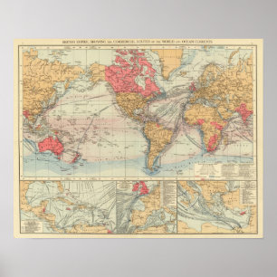 Poster British Empire, routes, currents
