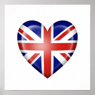 Poster British Heart Flag on White
