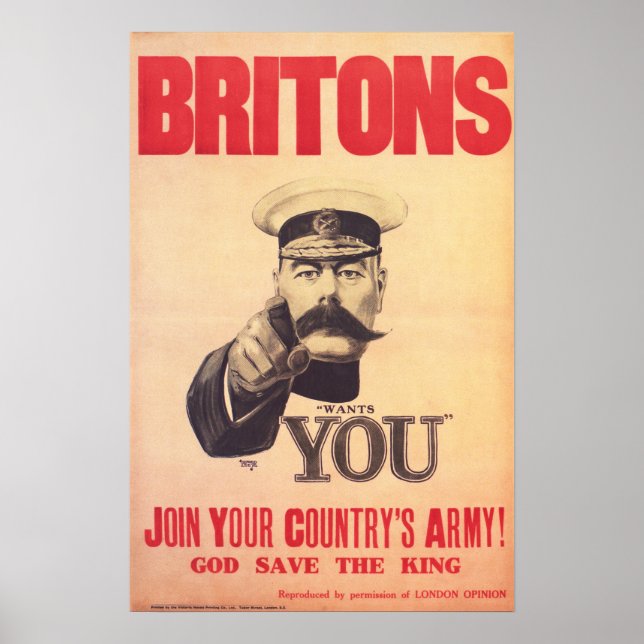 Poster BRITONS ! Lord Kitchener VOUS Veut ! Rejoindre L'A (Devant)