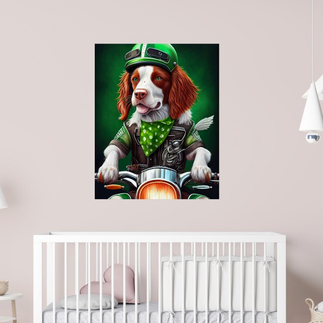 Poster Brittany Spaniel conduite vélo St. Patrick's Day (Pépinière 2)