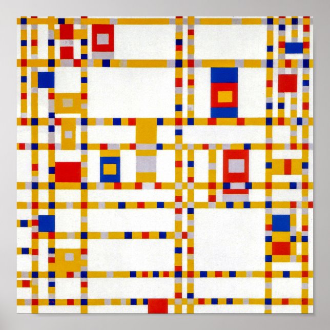 Poster Broadway Boogie Woogie | Piet Mondrian | (Devant)