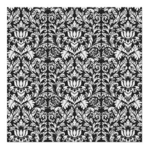 Poster Brocard de dentelle en damas noir et blanc vintage