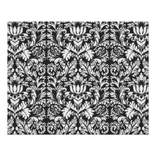 Poster Brocard de dentelle en damas noir et blanc vintage