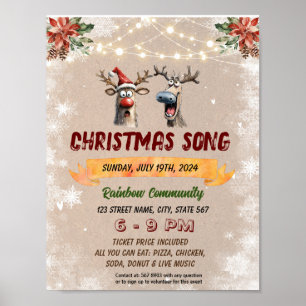 Poster Brochure à chants Carol de Noël modifiable