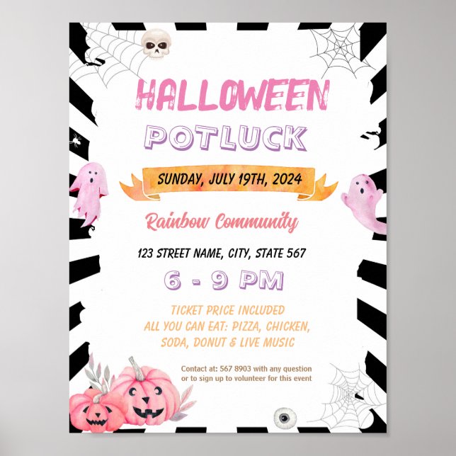 Poster Brochure d'halloween rose modifiable (Devant)