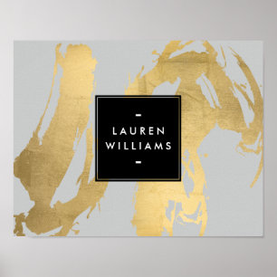 Poster Brochures Abstraites Faux Gold sur Grey