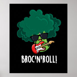 Poster Brock n Roll Funny Veggie Brocoli Pun Dark BG
